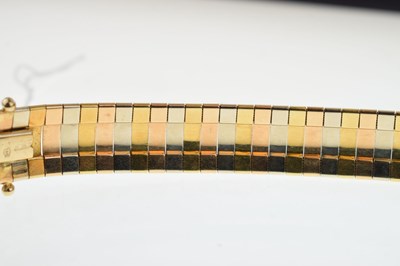 Lot 169 - Three-colour gold Italian bracelet, stamped '750'