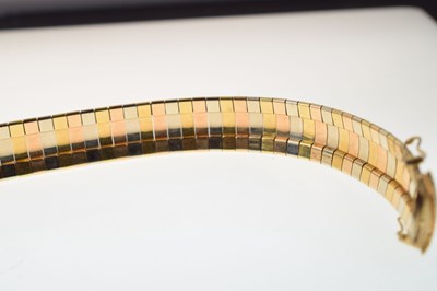 Lot 169 - Three-colour gold Italian bracelet, stamped '750'