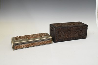 Lot 366 - 19th century Indian carved box and another