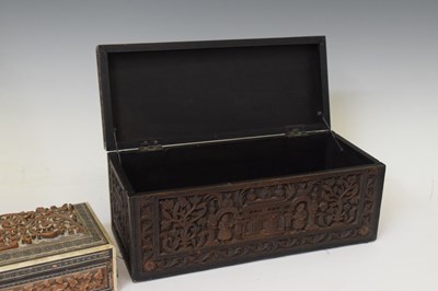 Lot 366 - 19th century Indian carved box and another