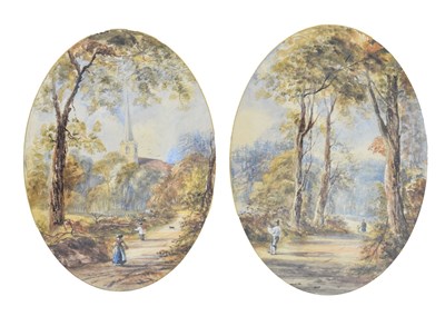 Lot 718 - Pair of 19th century oval watercolours