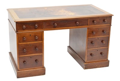 Lot 725 - Late Victorian/Edwardian mahogany twin pedestal desk