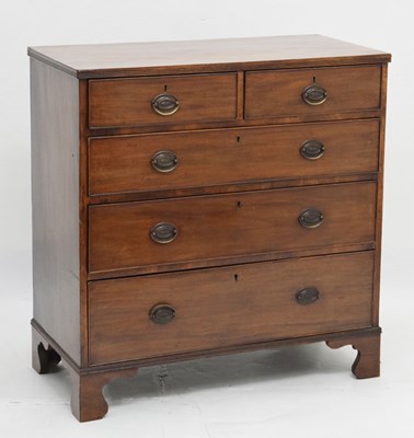 Lot 674 - Early 19th century mahogany chest of two short and three long drawers