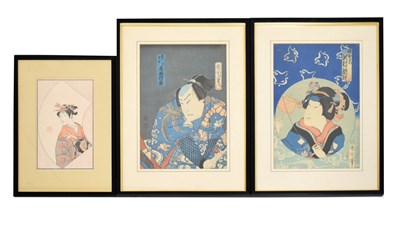 Lot 318 - Two Japanese woodblock prints, plus another