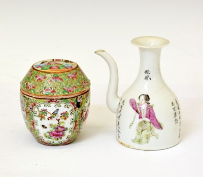 Lot 578 - Chinese Canton Famille Rose wine pot, etc.