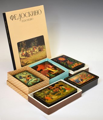 Lot 312 - Five Russian lacquer boxes