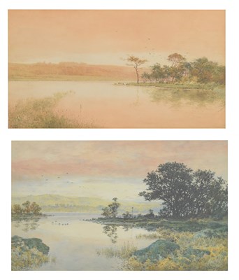 Lot 642 - Arthur Suker, (1857-1902) - Watercolour - Lake scene