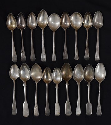 Lot 233 - Quantity of silver teaspoons to include six Georgian bright-cut examples