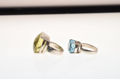 Lot 64 - Two silver dress rings, each set a large faceted stone
