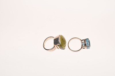 Lot 64 - Two silver dress rings, each set a large faceted stone