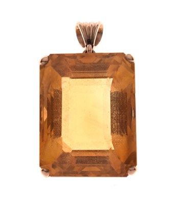 Lot 157 - Large rectangular facet cut citrine pendant