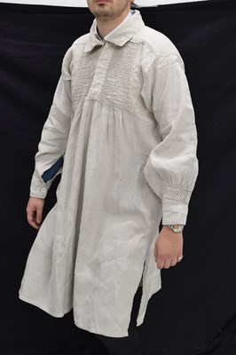 Lot 600 - 19th century West Country (probably Somerset) shepherd's cream linen smock