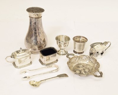 Lot 256 - Quantity of silver items to include Edward VII silver sugar caster, etc