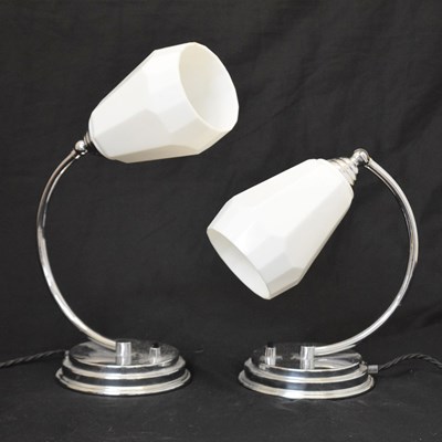 Lot 400 - Pair of Art Deco style chrome plated lamps