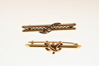 Lot 43 - Two yellow metal brooches