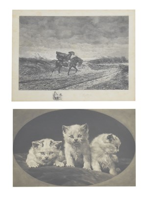 Lot 625 - Herbert Thomas Dicksee (1862-1942) - Signed etching - Three Kittens, and one other engraving