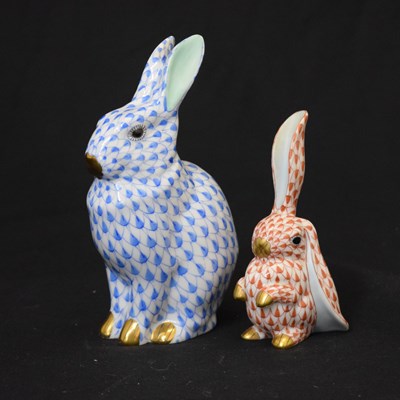 Lot 622 - Herend, Hungary - Two porcelain figures of rabbits