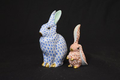 Lot 622 - Herend, Hungary - Two porcelain figures of rabbits