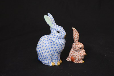 Lot 622 - Herend, Hungary - Two porcelain figures of rabbits