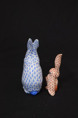 Lot 622 - Herend, Hungary - Two porcelain figures of rabbits