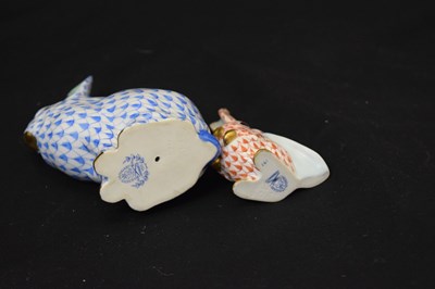 Lot 622 - Herend, Hungary - Two porcelain figures of rabbits