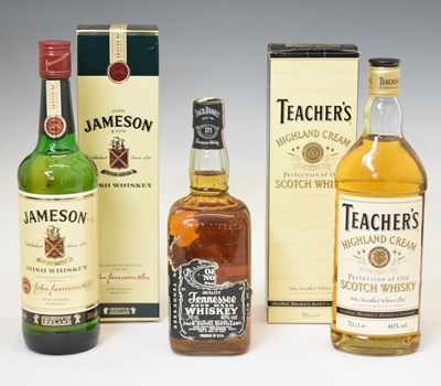 Lot 509 - Teacher's Highland scotch whisky, Jameson Irish whiskey, Jack Daniels Tennessee whiskey