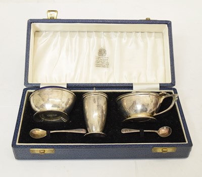 Lot 246 - Garrard & Co three-piece silver condiment set