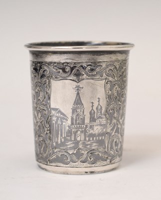 Lot 274 - Late 19th century Russian niello beaker