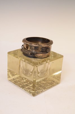 Lot 266 - Edwardian silver mounted glass inkwell, and two 'Goliath' style pocket watches