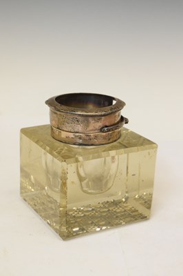 Lot 266 - Edwardian silver mounted glass inkwell, and two 'Goliath' style pocket watches