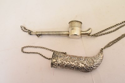 Lot 295 - Oman white metal pipe and Omani tobacco holder