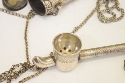 Lot 295 - Oman white metal pipe and Omani tobacco holder