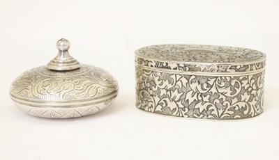 Lot 296 - Two Middle Eastern white metal boxes