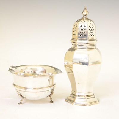 Lot 265 - George V silver sugar shaker and Edward VII silver sugar bowl