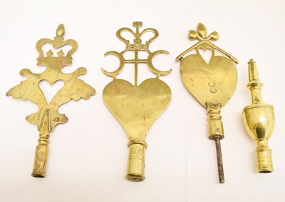 Lot 371 - Four West Country Society brass staff heads