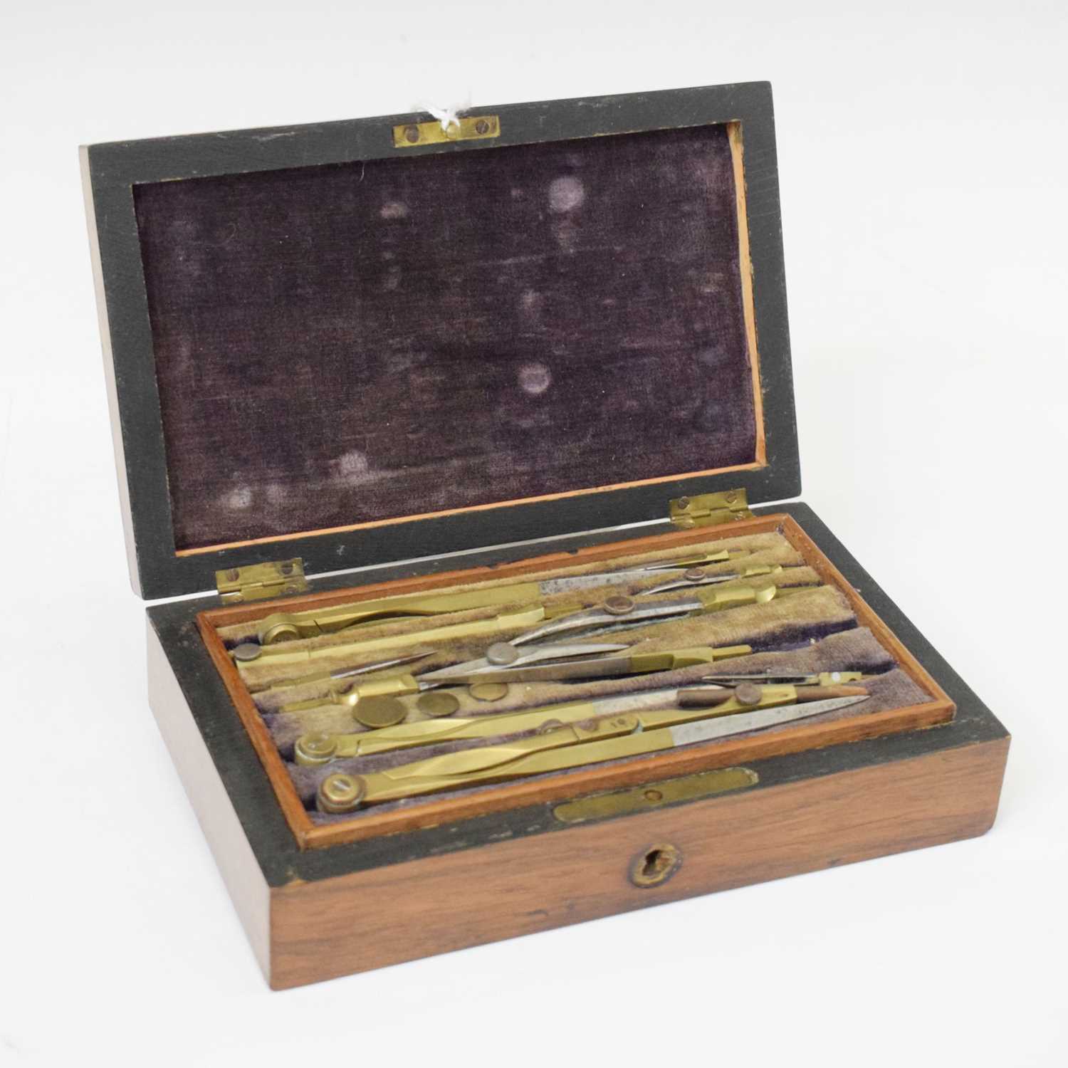 Lot 384 - Rosewood cased drawing set