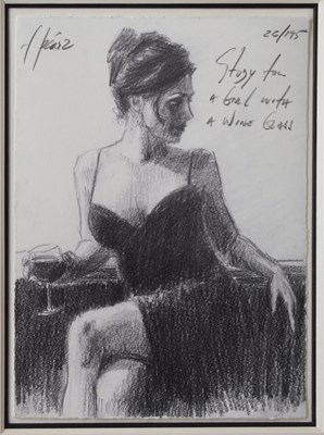 Lot 513 - Fabian Perez (Argentinian, b.1967) - Limited edition print - 'Study for a girl with wine glass'