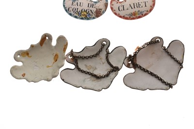 Lot 298 - Collection of seventeen mid 18th century and later enamel wine and spirit decanter labels