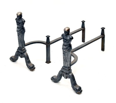 Lot 317 - Pair of cast iron andirons