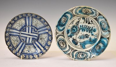 Lot 487 - Two antique Middle Eastern faience pottery dishes