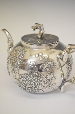 Lot 280 - Wang Hing - Chinese export white-metal teapot and milk jug