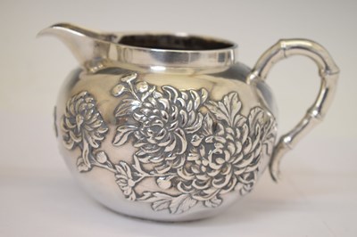 Lot 280 - Wang Hing - Chinese export white-metal teapot and milk jug