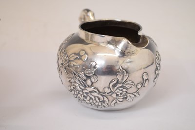 Lot 280 - Wang Hing - Chinese export white-metal teapot and milk jug