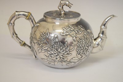 Lot 280 - Wang Hing - Chinese export white-metal teapot and milk jug