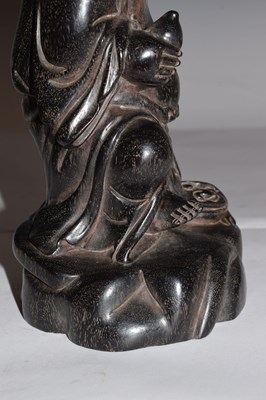 Lot 451 - Chinese carved hardwood (zitan) figure of Liu Hai with three-legged toad