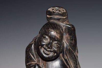 Lot 451 - Chinese carved hardwood (zitan) figure of Liu Hai with three-legged toad