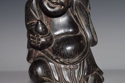 Lot 451 - Chinese carved hardwood (zitan) figure of Liu Hai with three-legged toad