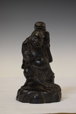 Lot 451 - Chinese carved hardwood (zitan) figure of Liu Hai with three-legged toad