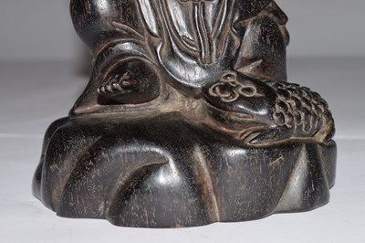 Lot 451 - Chinese carved hardwood (zitan) figure of Liu Hai with three-legged toad