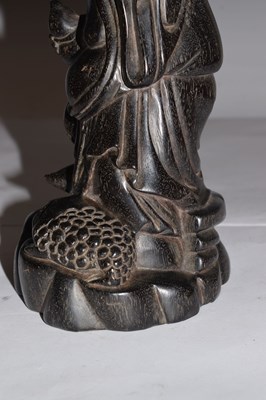 Lot 451 - Chinese carved hardwood (zitan) figure of Liu Hai with three-legged toad